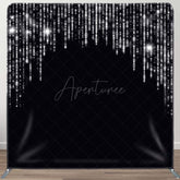 Aperturee - Aperturee Black Silver Glitter Party Square Tension Backdrop